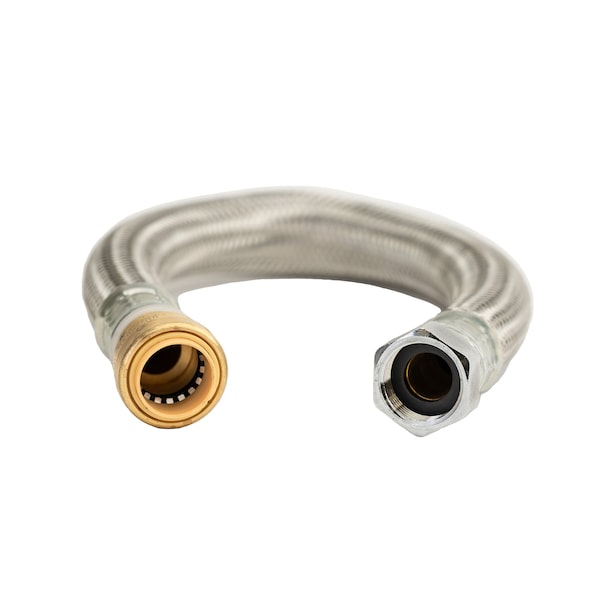 Quickfitting 3/4in Push-to-Connect x 3/4in FIP x 18in Full Port Stainless Steel Water Heater Connector LF725FPR - main
